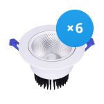 Confezione Multipack 6x Downlight LED Il Giro Inclinabile 15W 1200lm 60D - 930 Luce Calda -  | 135mm - Ritaglio 110mm - UGR <19