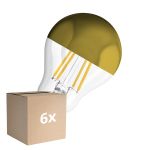 Confezione Multipack 6x Osram Classic LED E27 Pera Filamento Mirror Oro 4W 400lm - 827 Bianco Molto Caldo | Sostitutiva 35W