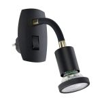 Eglo Luce Da Parete Parrini Lamp con Presa Nero 4.5W 345lm - 830 Luce Calda -  | IP20 - Incl. 1x GU10