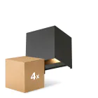 Confezione Multipack 4x D'Lite LED Luce Da Parete Elingen Aluminium Nero 4.9W 480lm - 830 Luce Calda -  | IP65